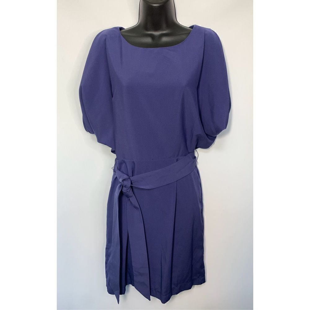 C. Luce Short Cold Shoulder Tie Waist Cut Out Back Mini Dress Blue Size Small